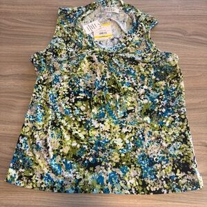 Kasper Women's Blue and Green Sleeveless Blouse